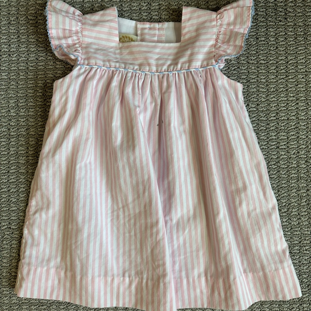 The Beaufort Bonnet Company Pink and White Striped Dress 2T